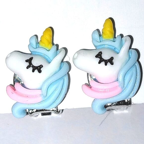 Beautiful girls unicorn clip-on earrings for kids - Picture 1 of 5